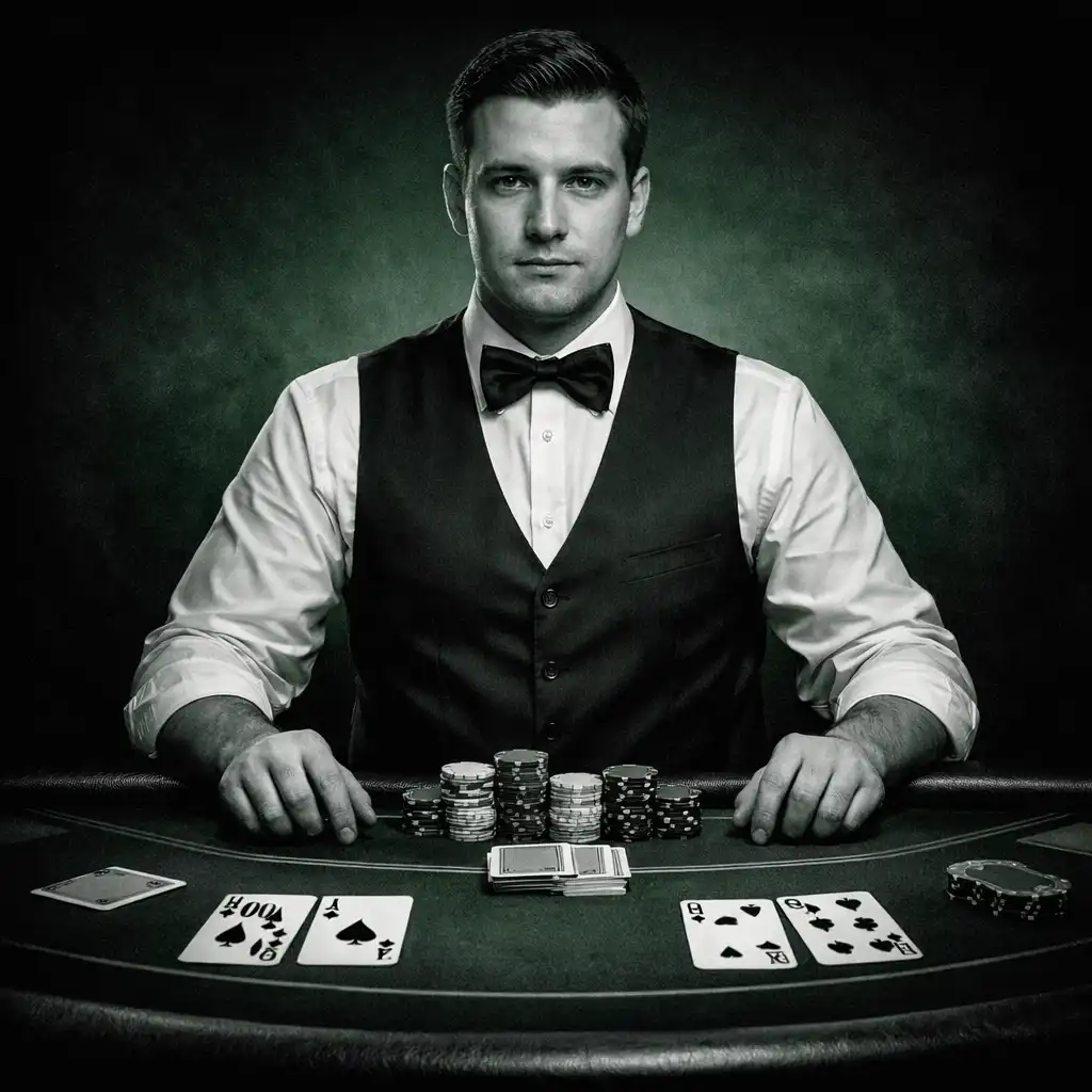 Profesjonalny krupier przy stole do blackjacka