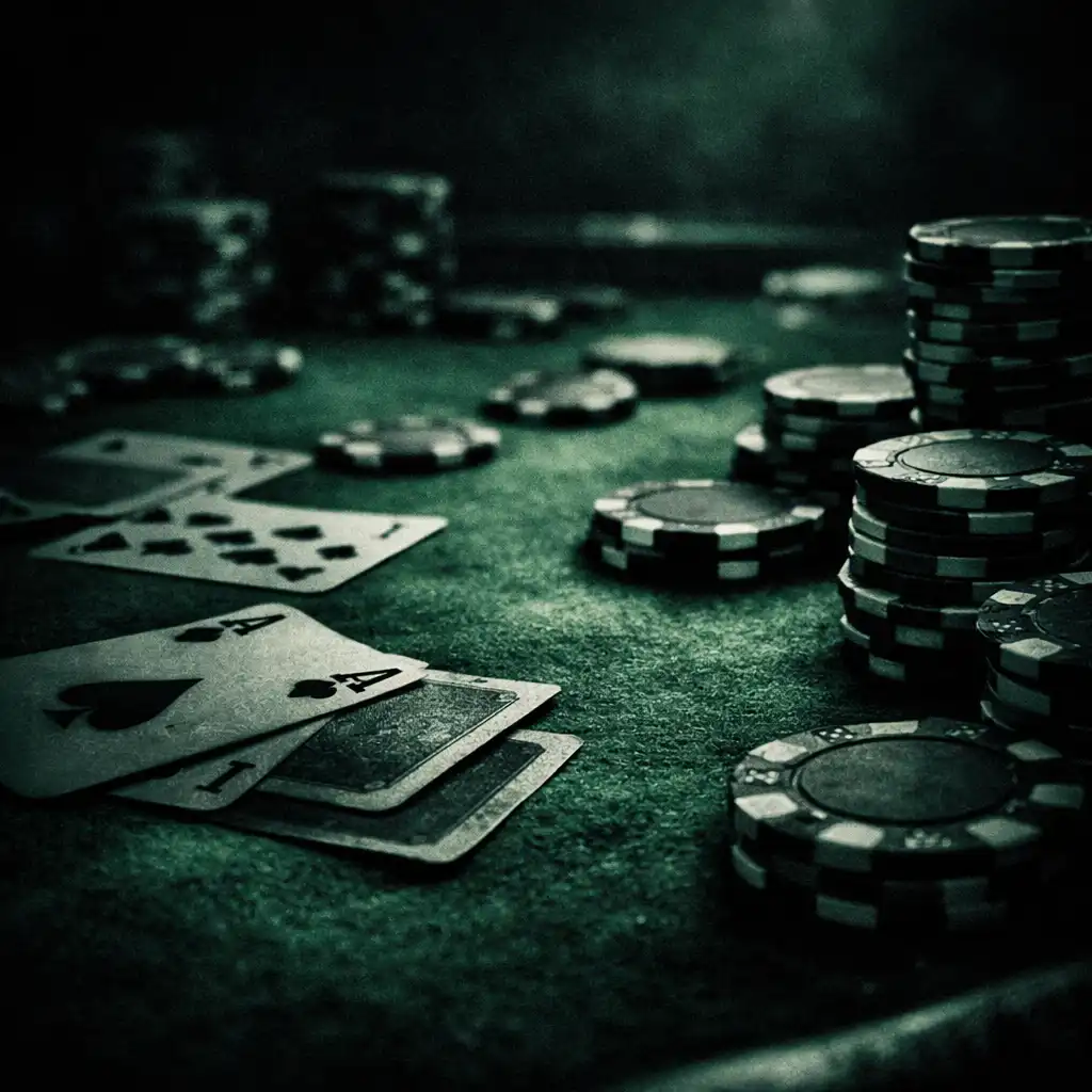 Stół pokerowy w neonowym świetle